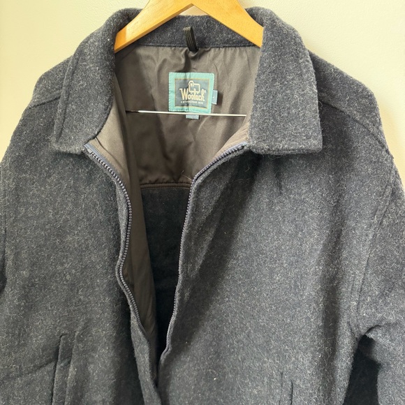 Vintage Woolrich Wool Bomber Jacket Navy USA Made Harrington Heritage Workwear L - Picture 4 of 12